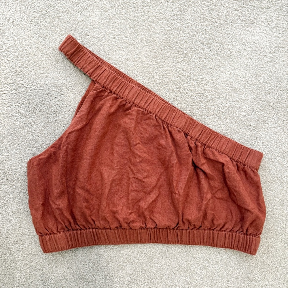 Abercrombie & Fitch Asymmetrical Linen Crop Top